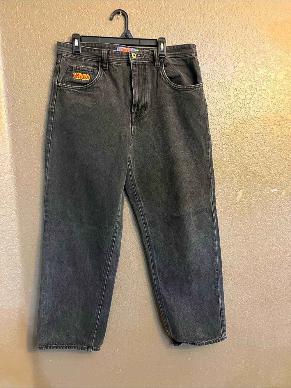 Empyre Bubble Logo Jeans Mens 34X40 Black gray Loose fit skate.